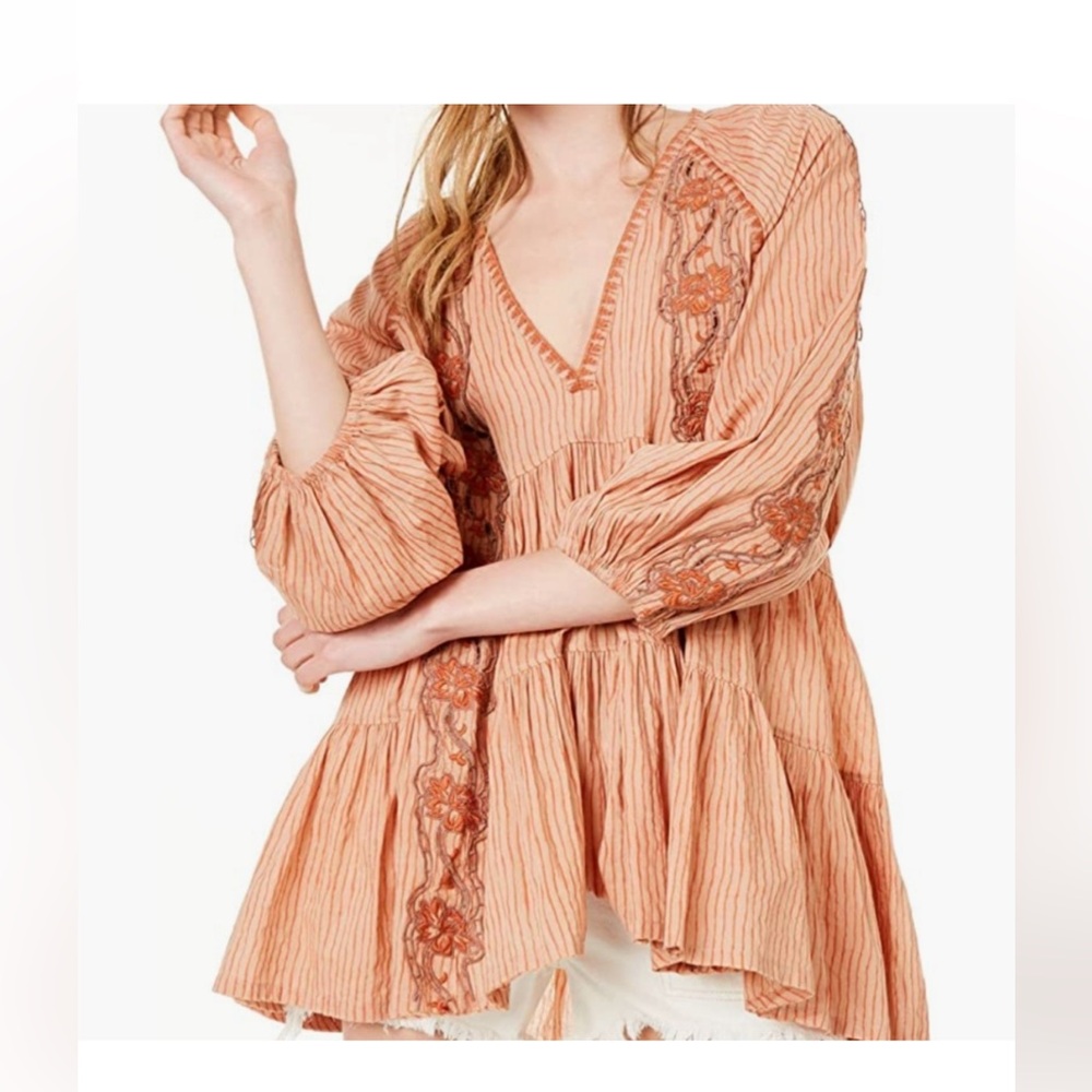 Free People Embroidered  Blouse